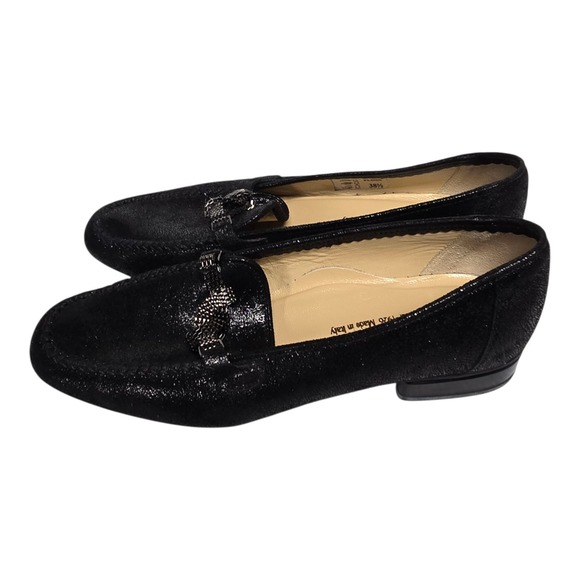 Brunate Womens Flats Shoes Sz 9 EU 38.5 Black Bow Leather Italy - Picture 3 of 9